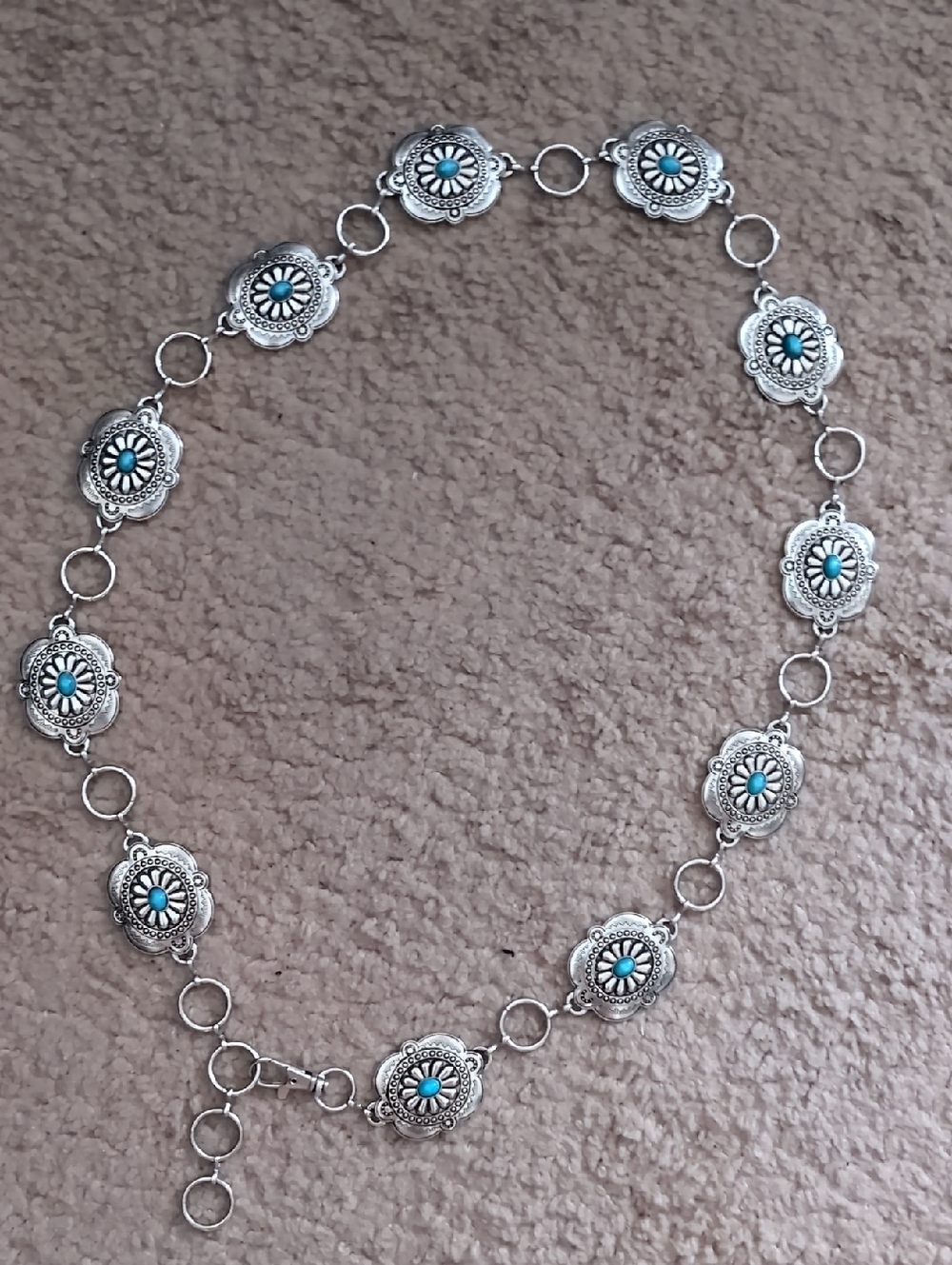 Western Style  Waist Chain with Turquoise Accents